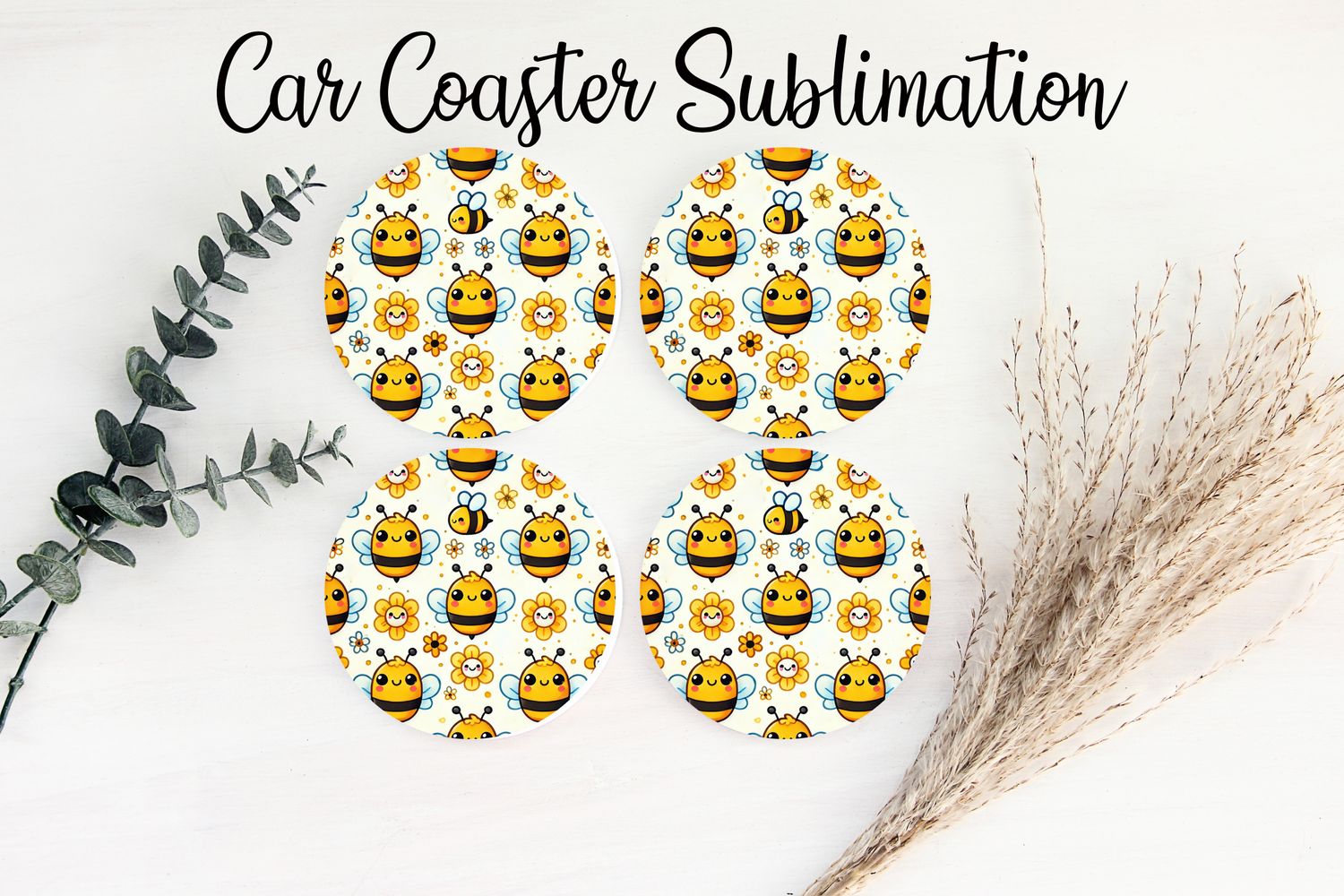 Car Coaster Sublimation Print - Bees