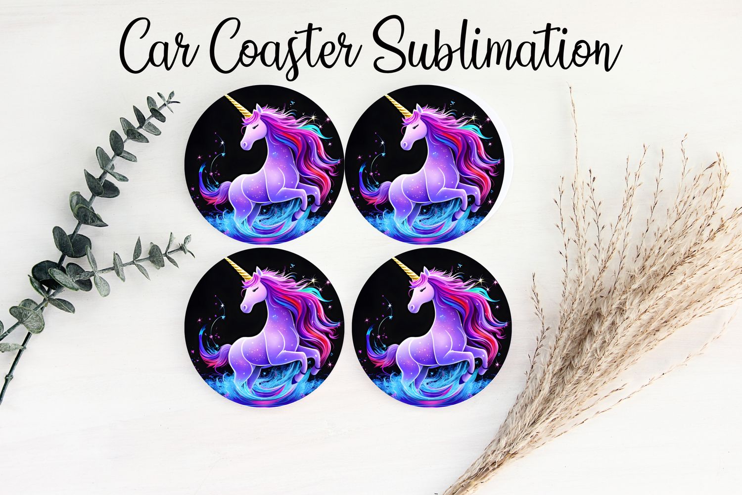 Car Coaster Sublimation Print - Unicorn