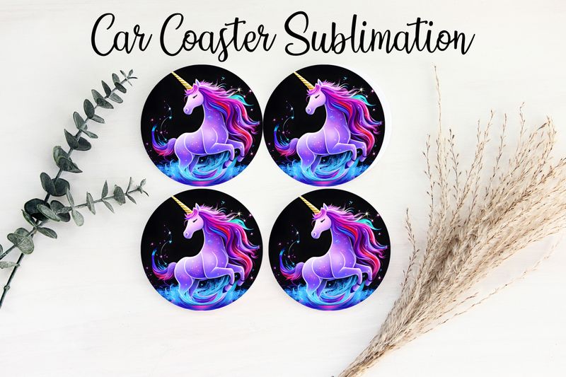 Car Coaster Sublimation Print - Unicorn