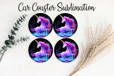 Car Coaster Sublimation Print - Unicorn