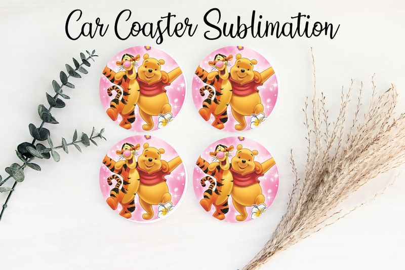 Car Coaster Sublimation Print - Pooh &amp; tigger