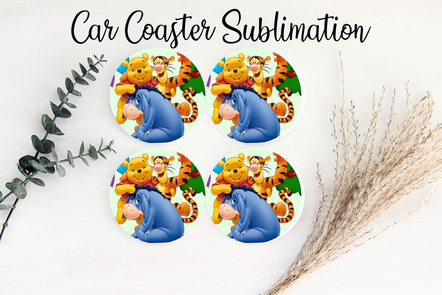 Car Coaster Sublimation Print - Pooh Tigger Eeyore