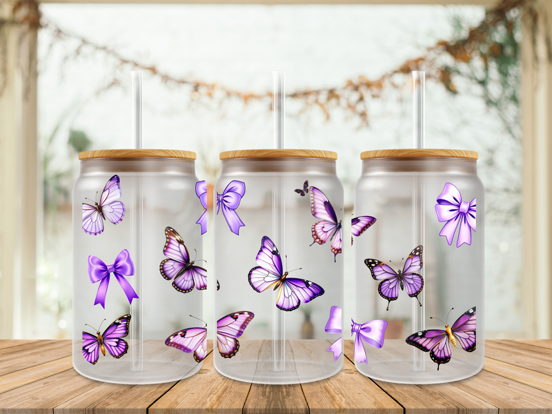 Double Sided Purple Butterfly &amp; Purple Bows
