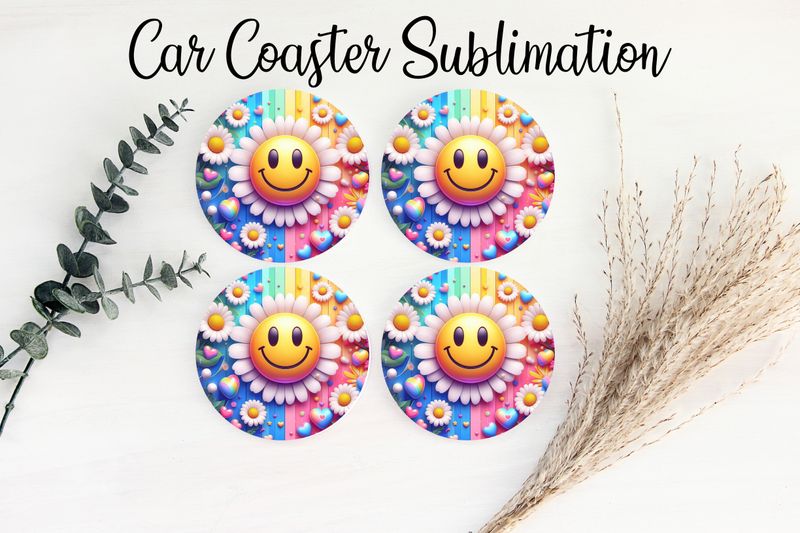 Car Coaster Sublimation Print - Big Smiley