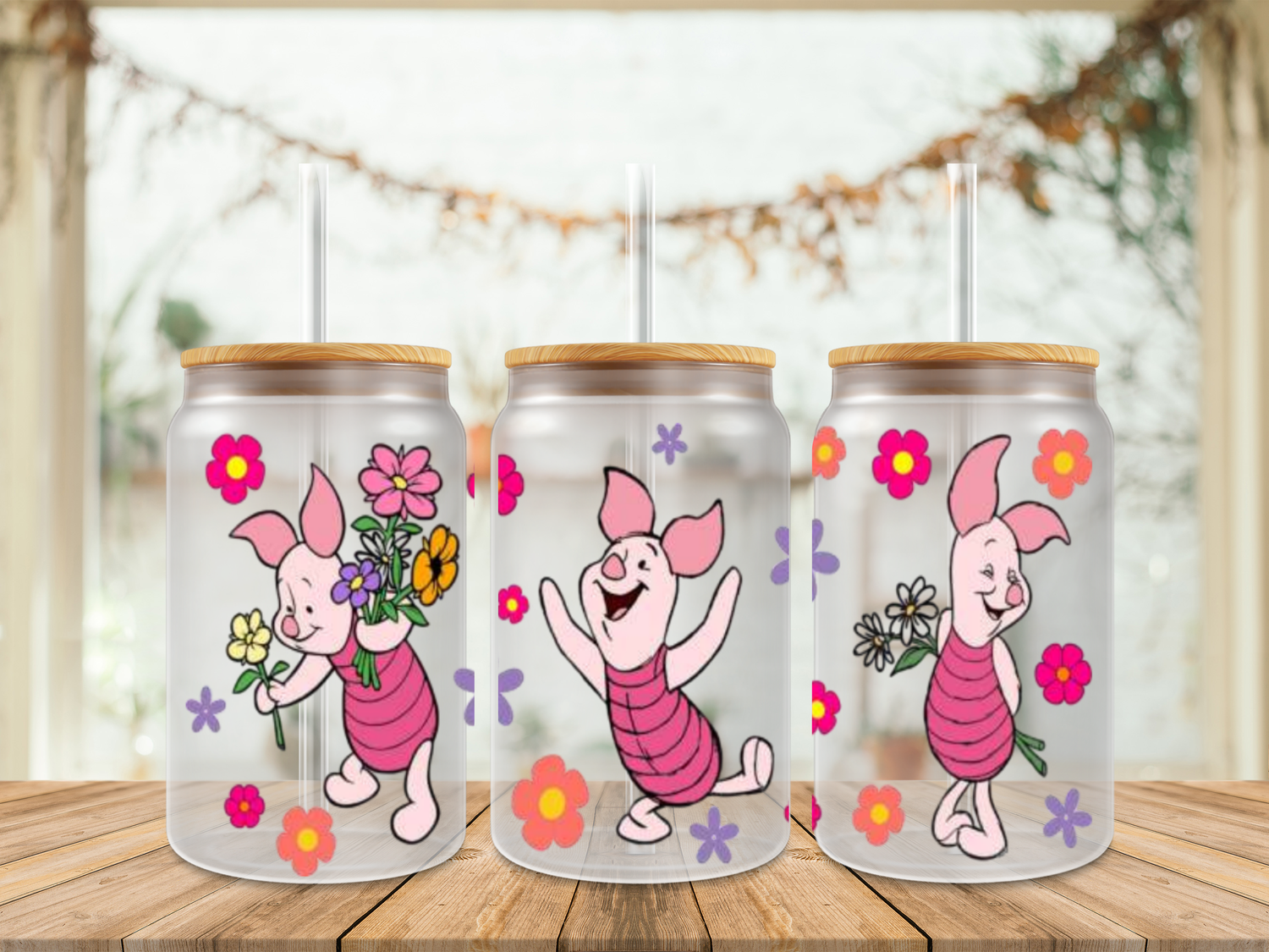Double Sided Piglet With Flowers