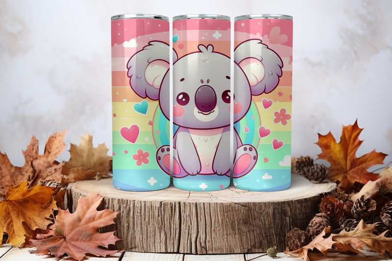 20oz Skinny Sublimation Tumbler Wrap Print - Koala Pastel