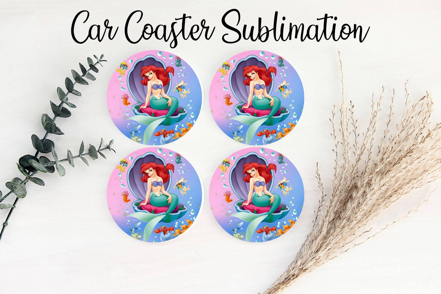 Car Coaster Sublimation Print - Ariel The Little Mermaid