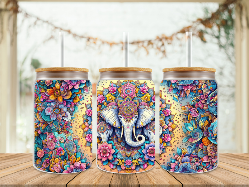 16oz Sublimation Tumbler Wrap Print - Elephant Yellow