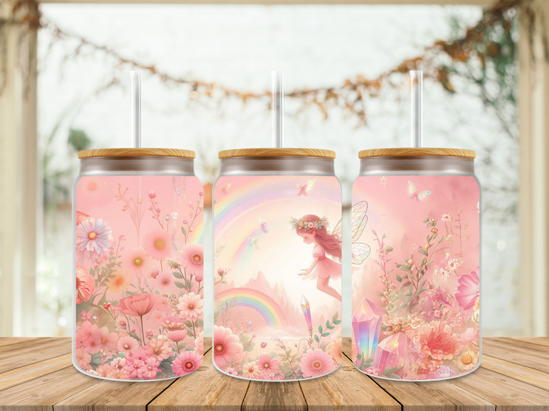 16oz Sublimation Tumbler Wrap Print - Fairy Pink