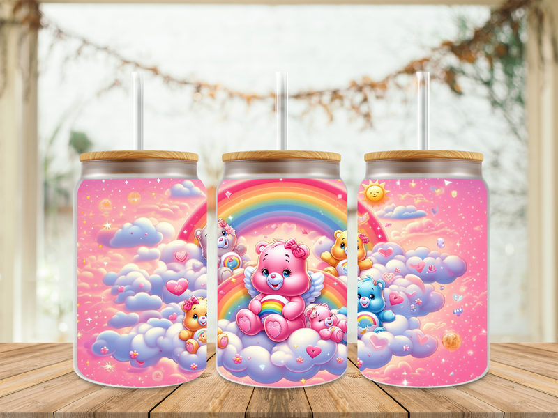 16oz Sublimation Tumbler Wrap Print - Cute Bears Pink