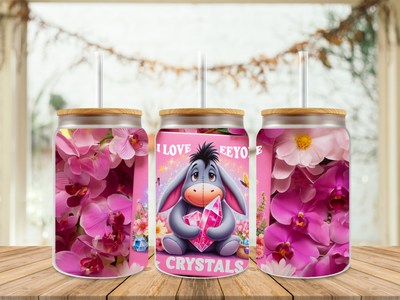 16oz Sublimation Tumbler Wrap Print - I Love Eeyore &amp; Crystals