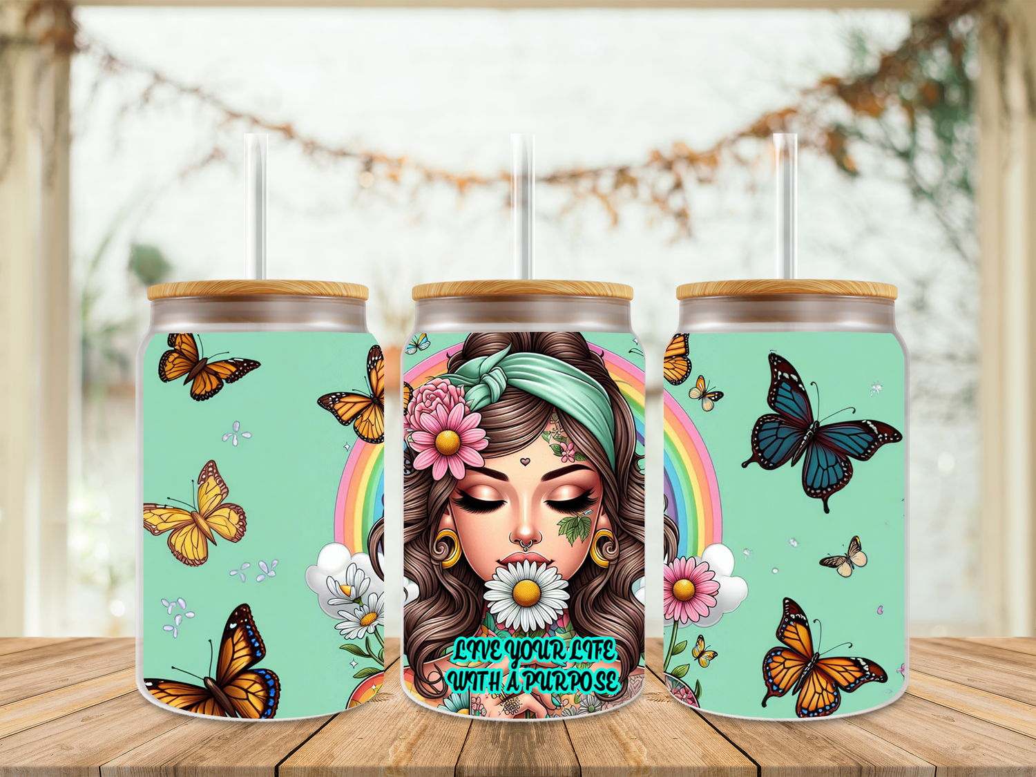 16oz Sublimation Tumbler Wrap Print - Tattooed Girl Live Your Life With A Purpose