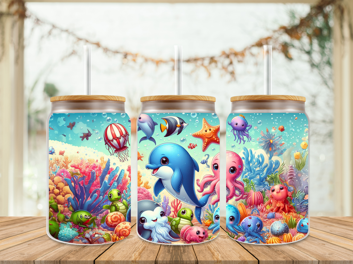 16oz Sublimation Tumbler Wrap Print - Sea Animals