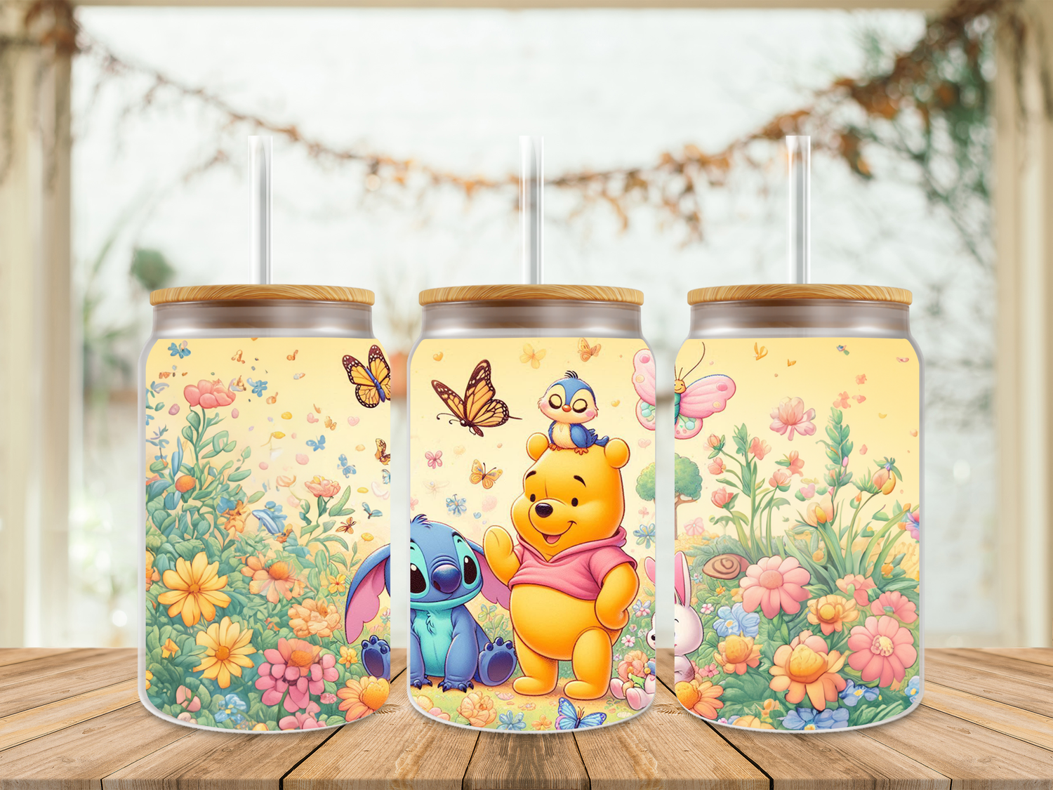 16oz Sublimation Tumbler Wrap Print - Pooh &amp; Stitch Yellow 2nd