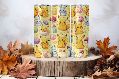 20oz Skinny Sublimation Tumbler Wrap Print - Picachu Yellow