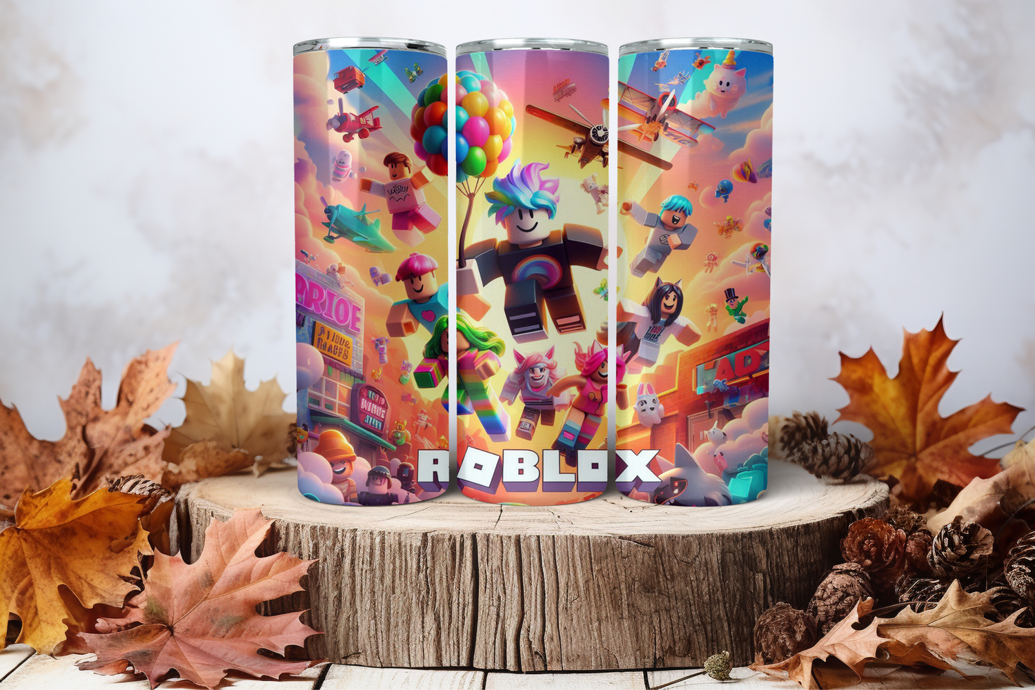 20oz Skinny Sublimation Tumbler Wrap Print - Roblox Balloons
