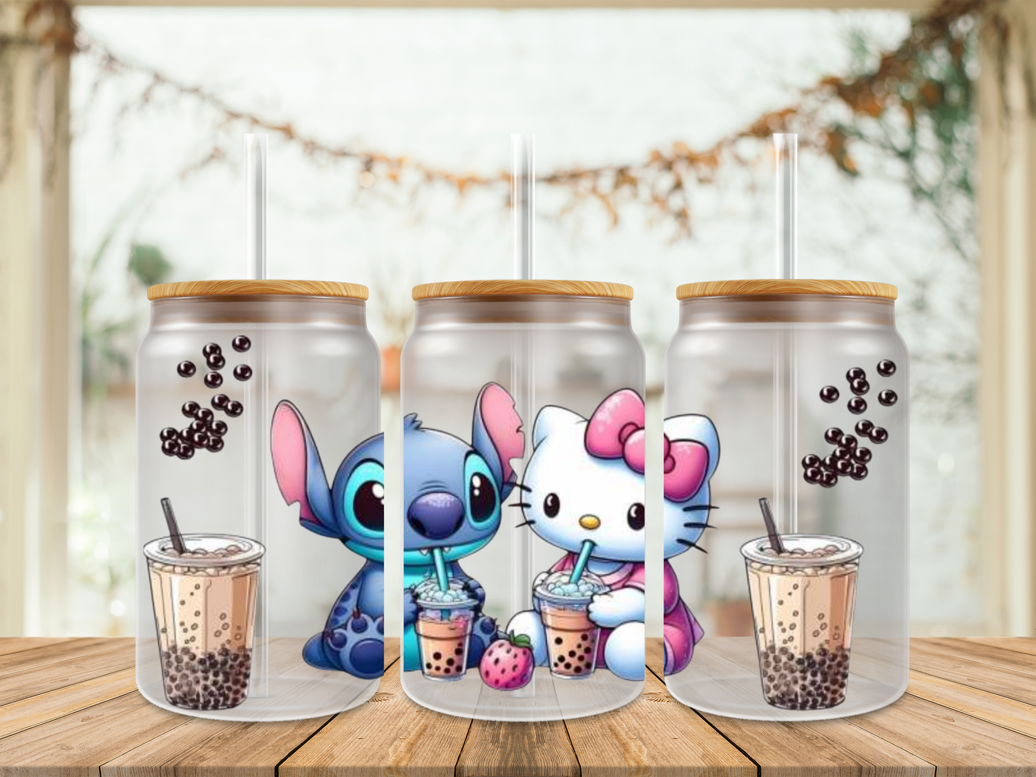 Double Sided Stitch &amp; Hello Kitty Drinking Milktea