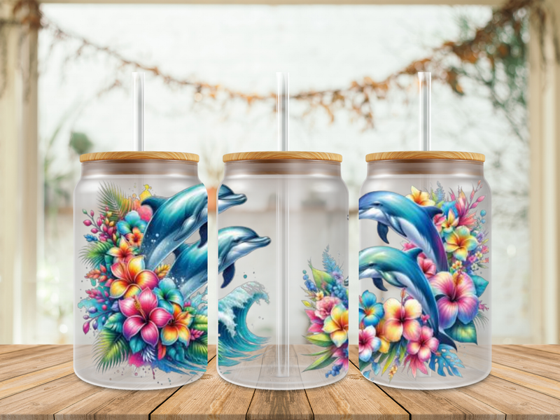 Double Sided Dolphines With Flowers