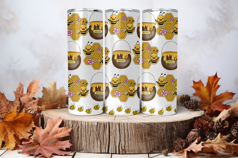 20oz Skinny Sublimation Tumbler Wrap Print - Bees &amp; Honey