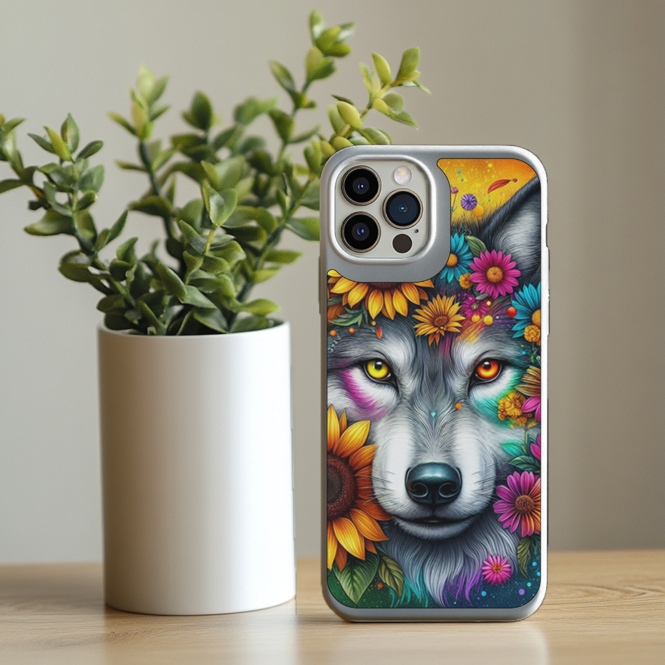 Iphone Sublimation Print - Wolf Colourful