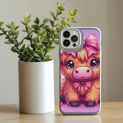 Iphone Sublimation Print - Highland Cow Pink Bow