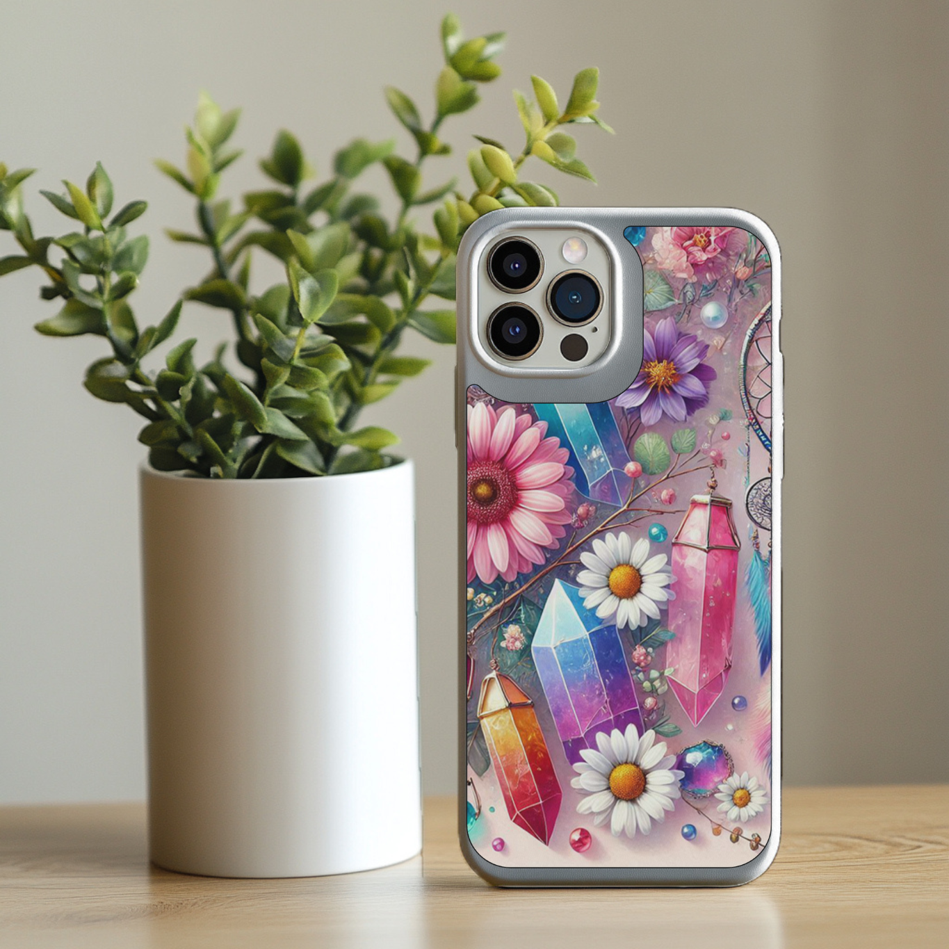 Iphone Sublimation Print - Crystals &amp; Daisies