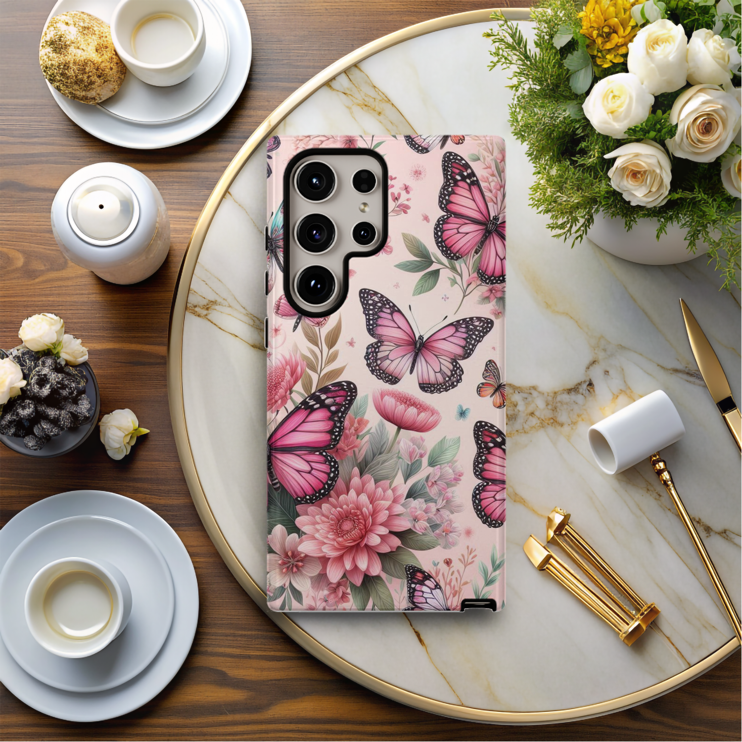 Samsung Sublimation Print - Pink Butterflies
