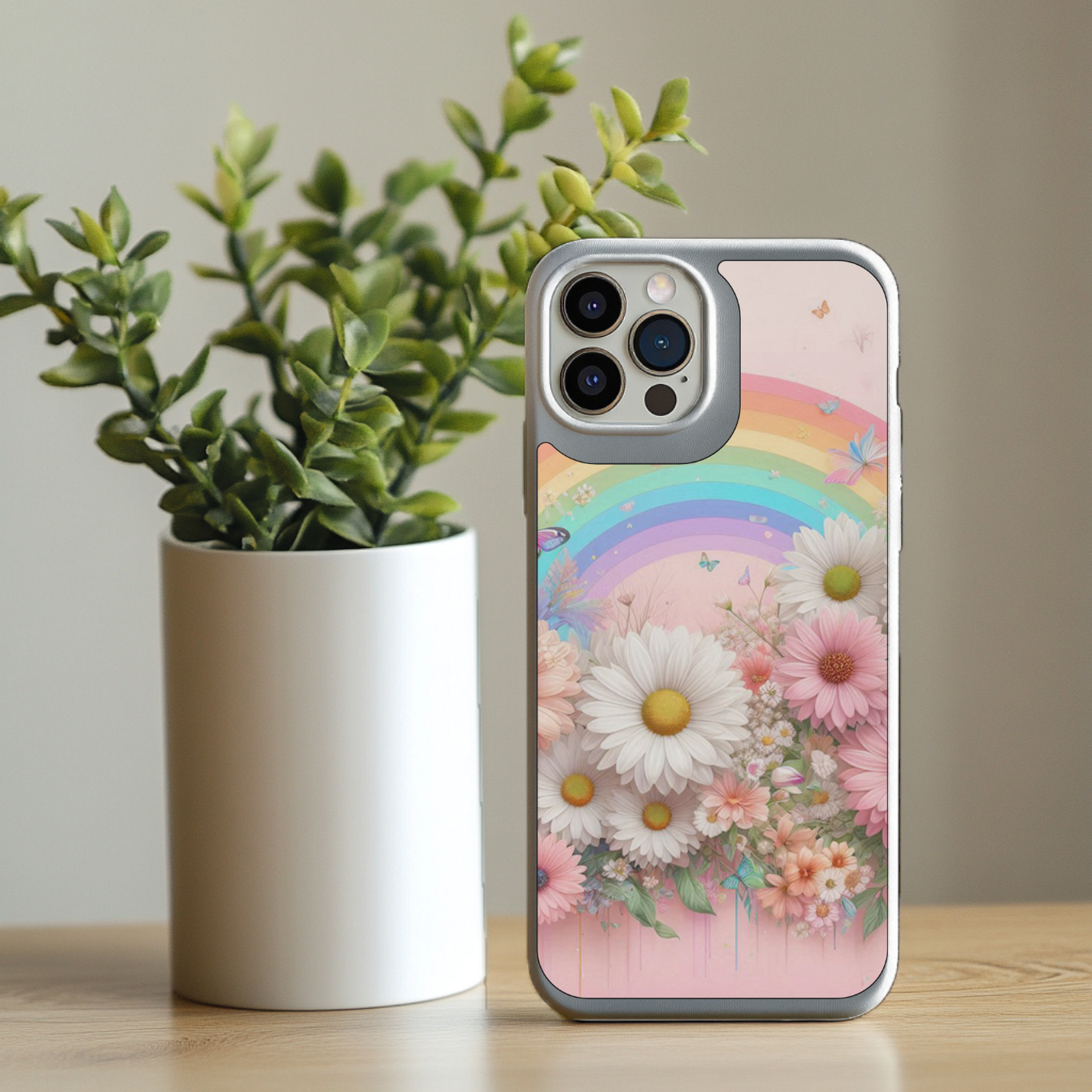 Iphone Sublimation Print - Flowers &amp; Rainbow