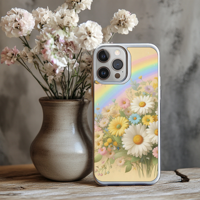 Iphone Sublimation Print - Flowers &amp; Rainbow Yellow