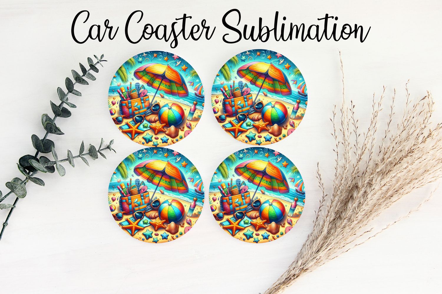 Car Coaster Sublimation Print - Beach
