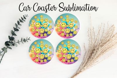 Car Coaster Sublimation Print - Smiley Faces