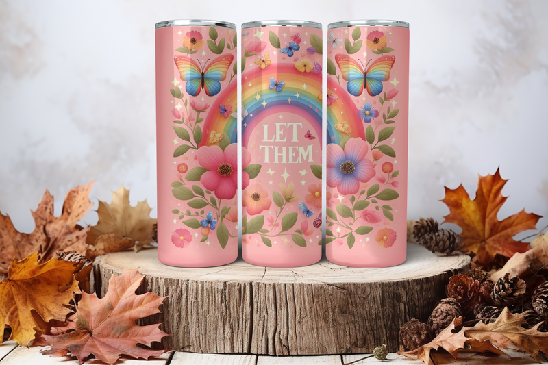 20oz Skinny Sublimation Tumbler Wrap Print - Let Them Pink