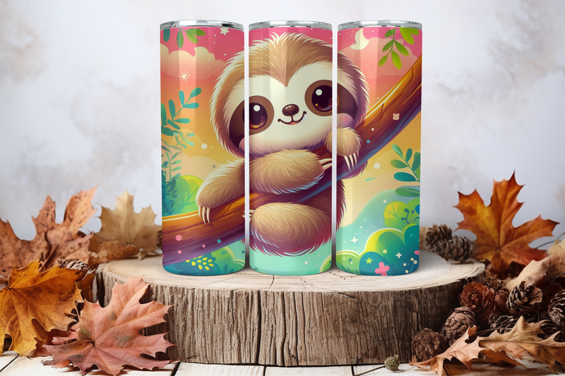 20oz Skinny Sublimation Tumbler Wrap Print - Sloth 1