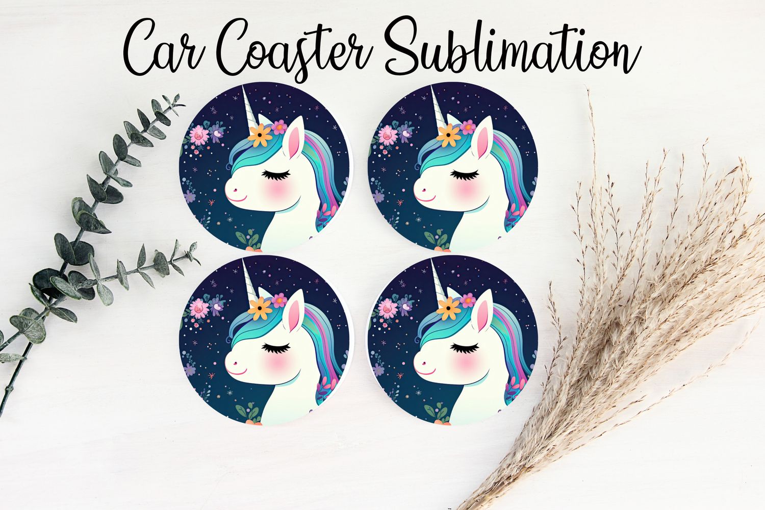 Car Coaster Sublimation Print - Unicorn 2