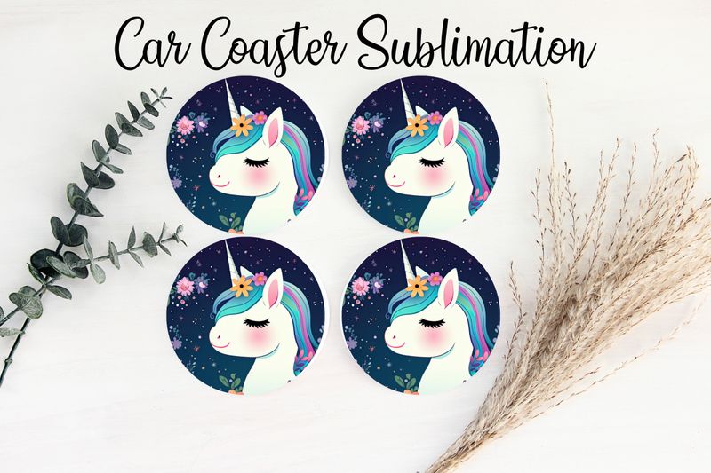 Car Coaster Sublimation Print - Unicorn 2