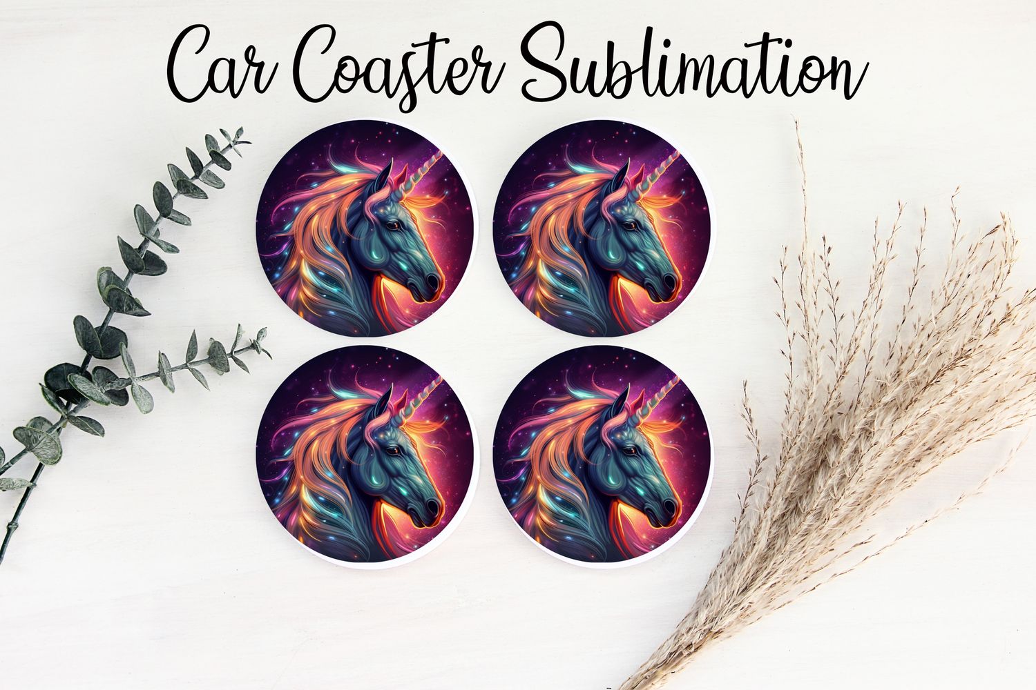 Car Coaster Sublimation Print - Unicorn 3