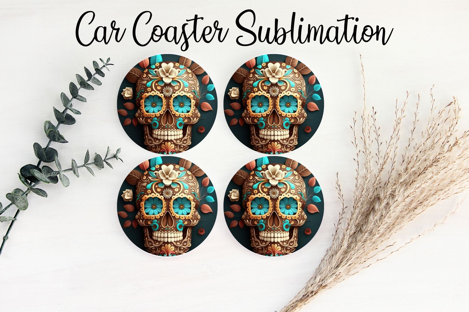 Car Coaster Sublimation Print - Skull 2