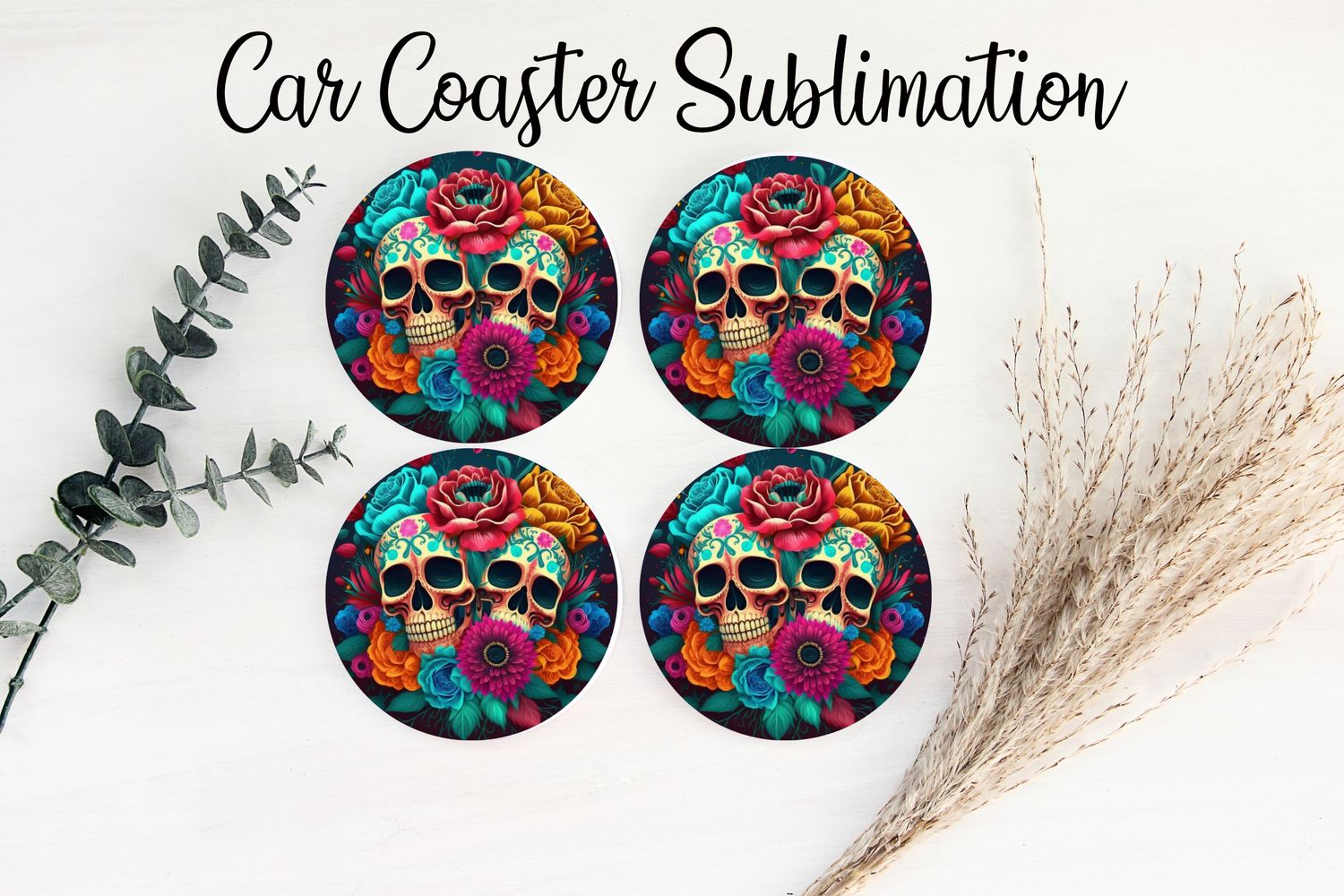 Car Coaster Sublimation Print - Skull 5