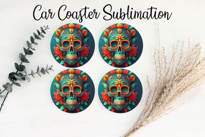 Car Coaster Sublimation Print - Skull 6