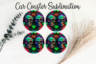 Car Coaster Sublimation Print - Skull 7
