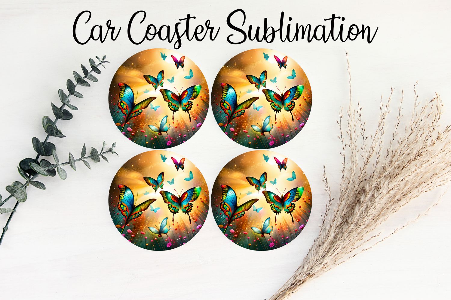 Car Coaster Sublimation Print - Butterfly 4