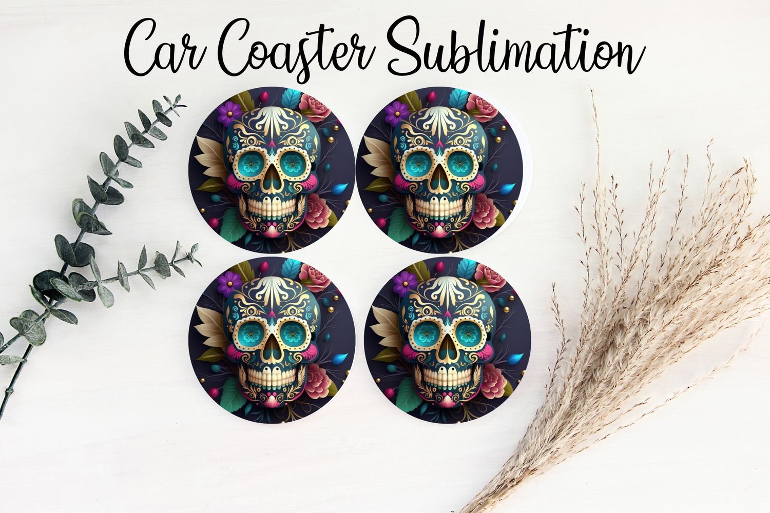 Car Coaster Sublimation Print - Skull 3