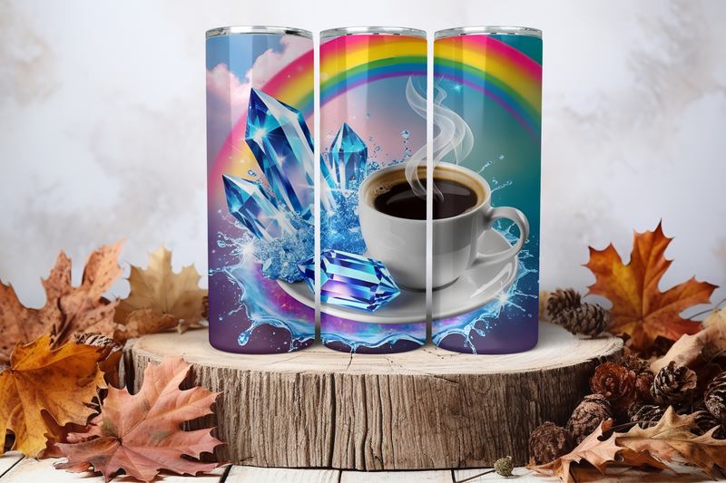 20oz Skinny Sublimation Tumbler Wrap Print - Crystals &amp; Coffee