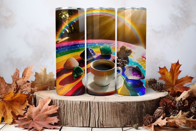 20oz Skinny Sublimation Tumbler Wrap Print - Crystals &amp; Coffee 2