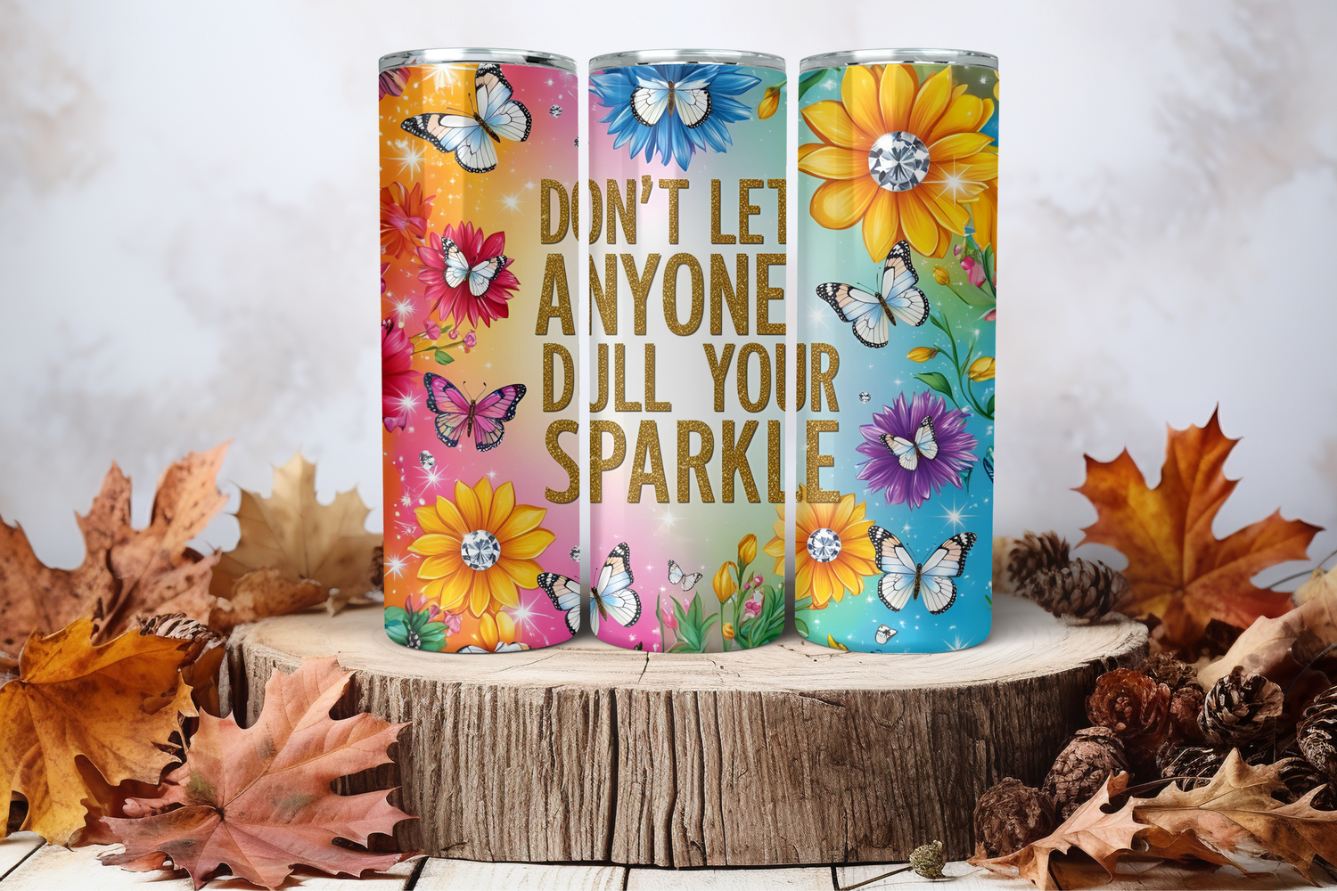 20oz Skinny Sublimation Tumbler Wrap Print - Don&#39;t Let Anyone Dull Your Sparkle 1