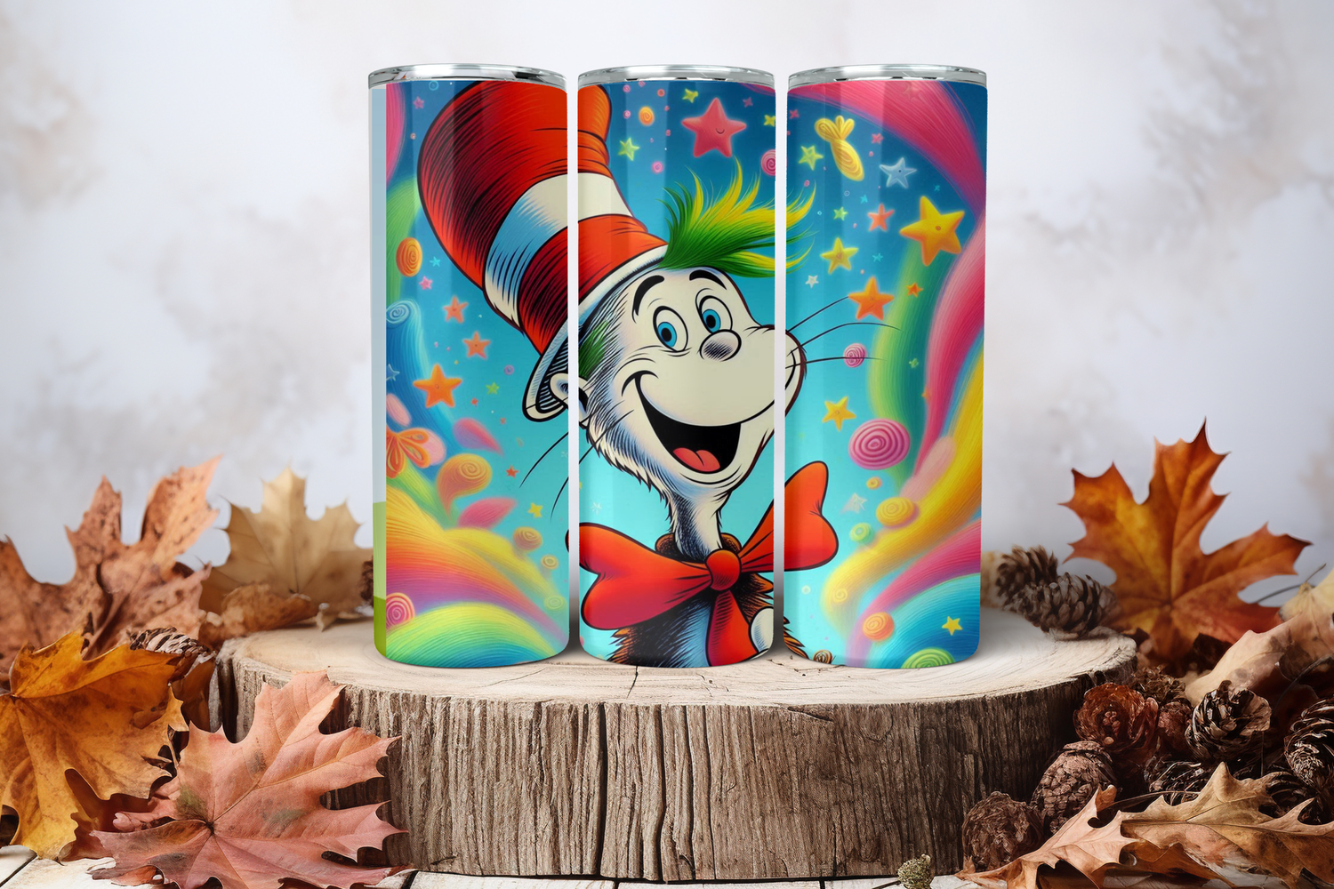 20oz Skinny Sublimation Tumbler Wrap Print - The Cat In The Hat 2