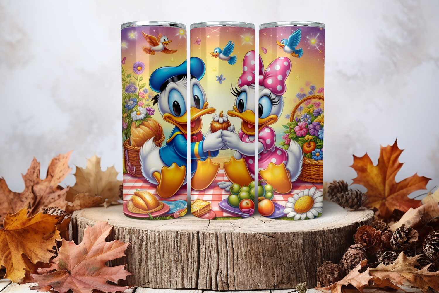 20oz Skinny Sublimation Tumbler Wrap Print - Donald &amp; Daisy