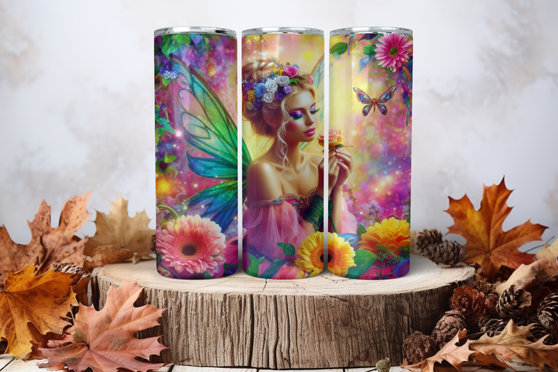 20oz Skinny Sublimation Tumbler Wrap Print - Fairy Pink