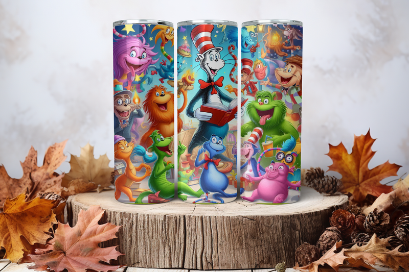 20oz Skinny Sublimation Tumbler Wrap Print - Dr Seuss 2