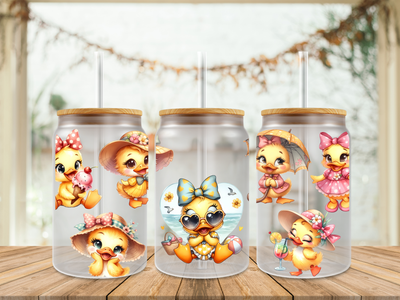 16oz Sublimation Tumbler Wrap Print - Cute Ducks